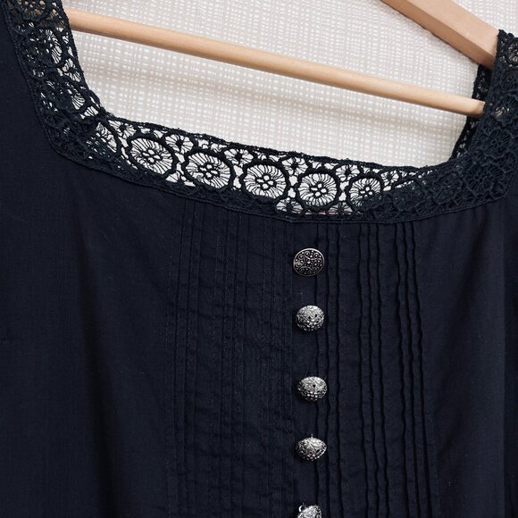 Rare! VINTAGE Crochet Dress Tiered Skirt Whimsigoth Fairy Grunge Sheer Size 6 - Picture 9 of 15